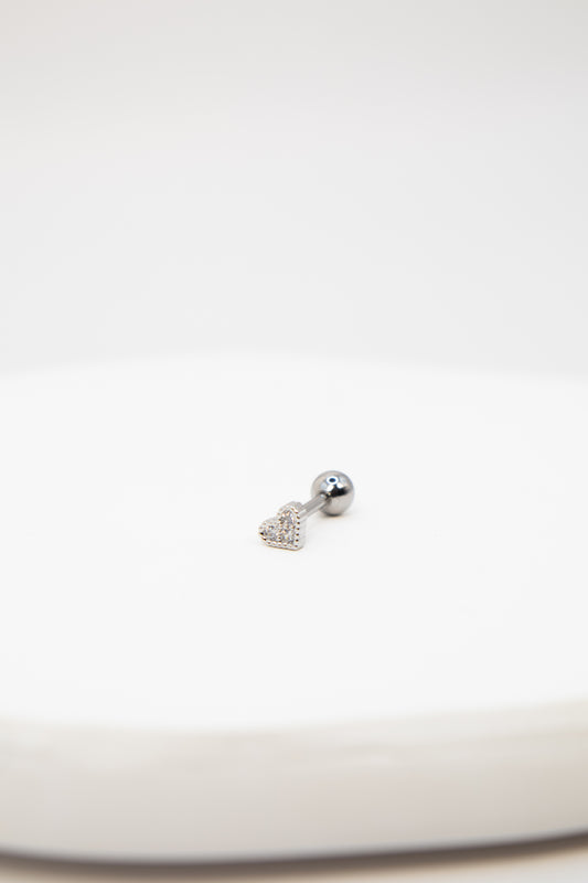 Heart rhinestone flat back stud earring