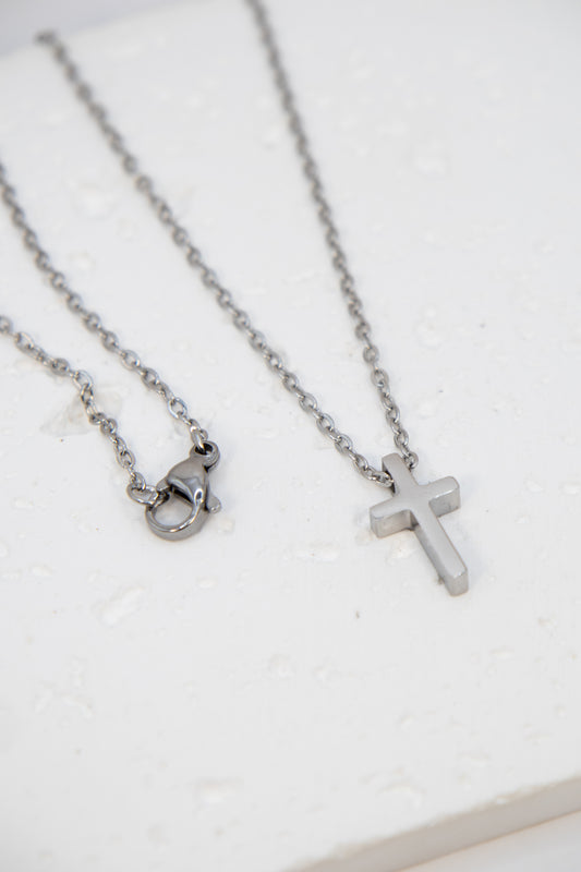 Plain Silver Cross Necklace
