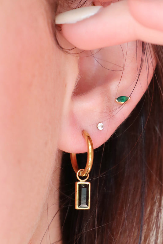 Black Rhinestone Huggies