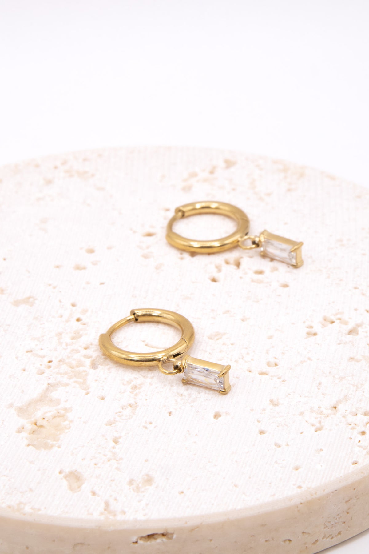 Gold Solo Rhinestone Huggies