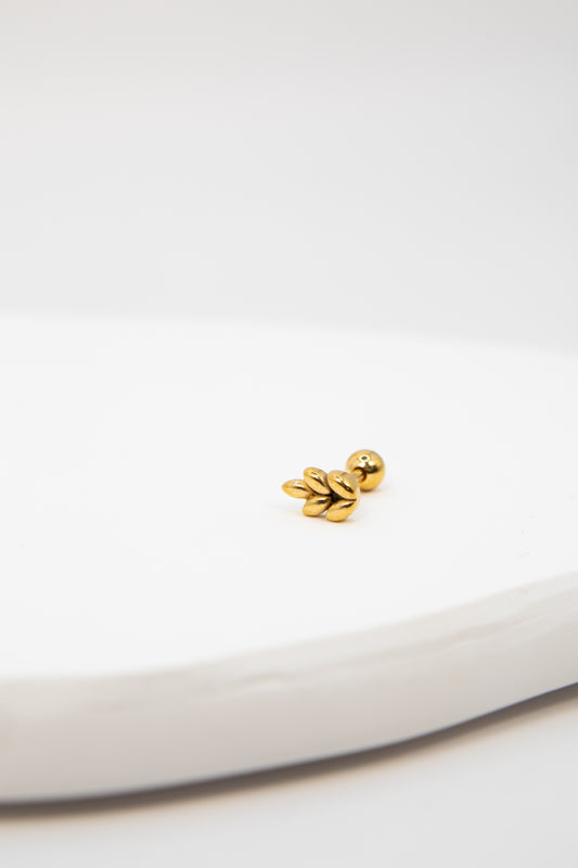 Leaf flower flat back stud earring