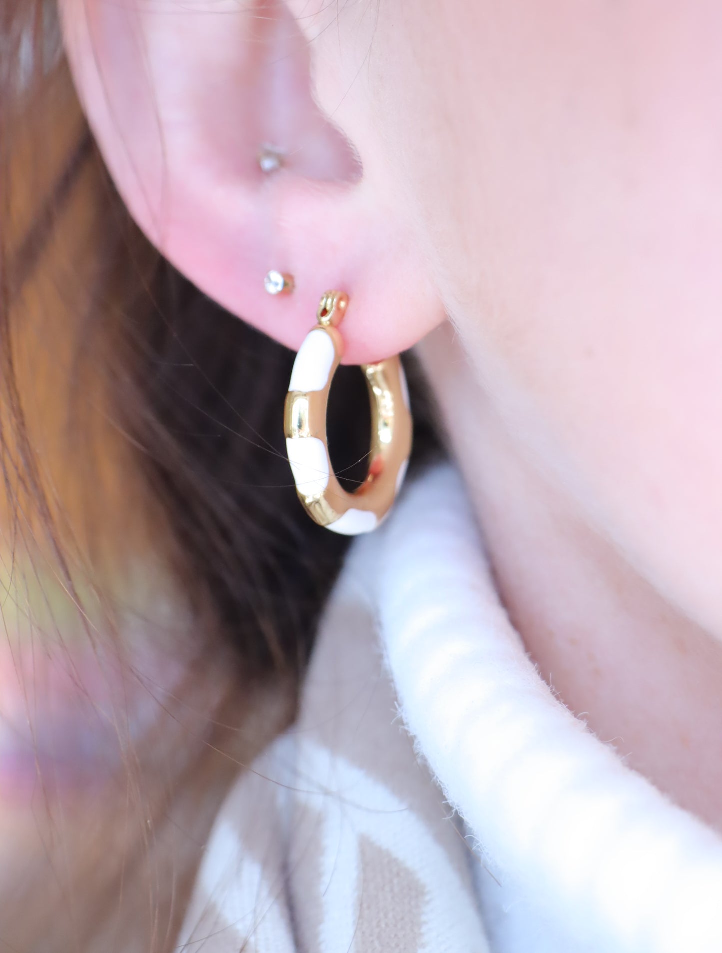 White Dot Hoops